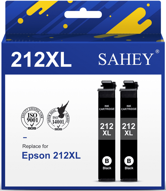 212xl Ink Cartridge for Epson 212 Ink for Epson Workforce WF-2850 WF-2830 Expression Home XP-4100 XP-4105 Printer (2 Black)